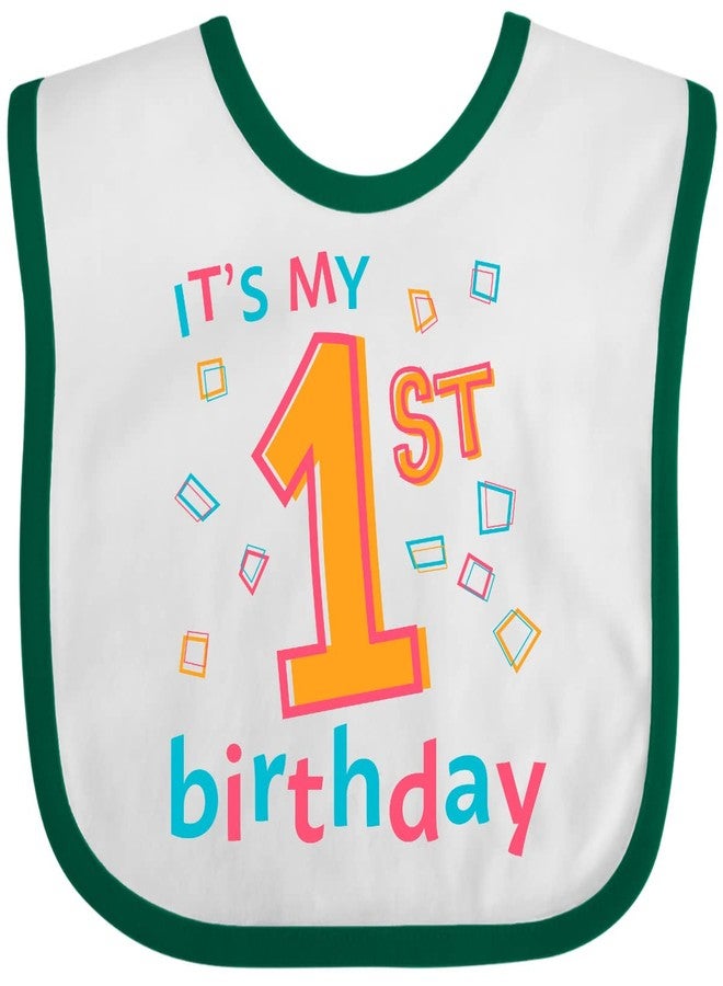 inktastic It's My First Birthday Baby Bib White and Green 31409 - Image 1