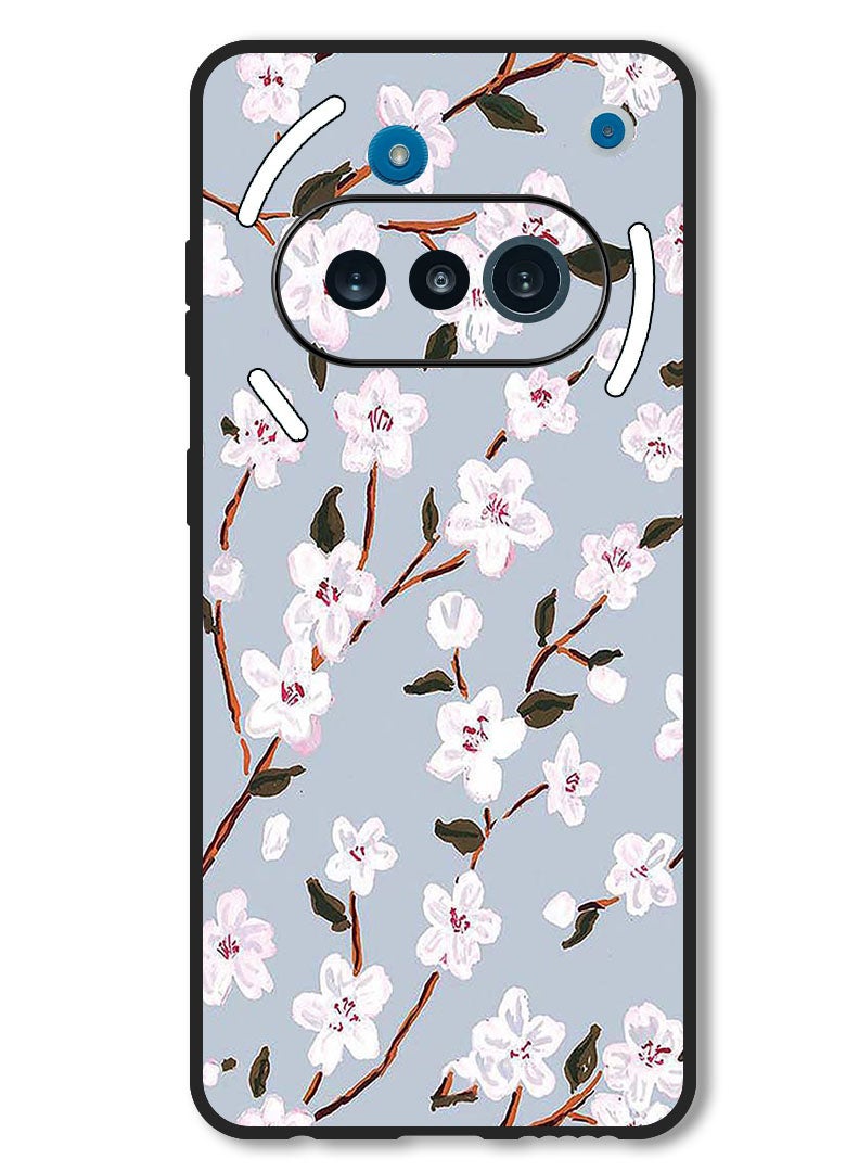 Theodor Case Compatible with Nothing Phone 3a Protection Shockproof Bumper Cover White Flower - Image 1