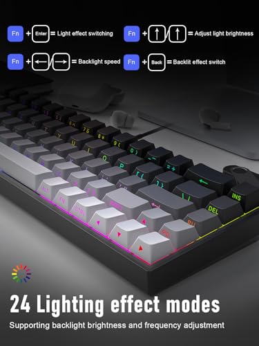 ZIPFORCE 68-Key Mechanical Keyboard, Blue Liner Switches, Type-C Wired Connection, Multi-Color Mixed Backlight, PBT Keycaps, 100 Million Keystroke Lifespan, Hot Swappable Compact Gaming Keyboard - Image 4