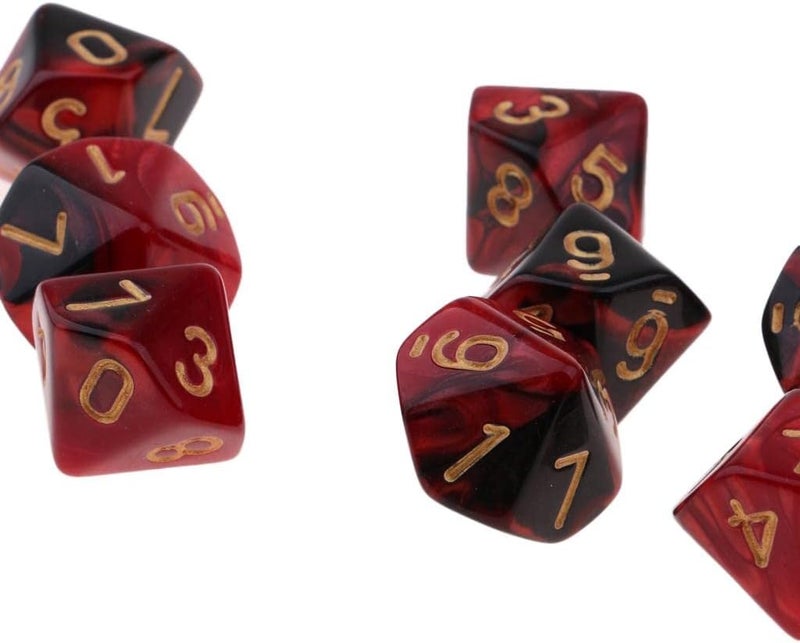 klarako 10pcs Square 16mm Ten Sided D10 Opaque Standard Game Dice With Number - Red+Black, as described - Image 5