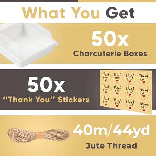 Leafiew 50 Pack Small Charcuterie Boxes with Clear Lids - To Go Paper Mini Charcuterie Box, Disposable Food Containers, 5Inch Dessert Boxes - Sandwich, Cookie, Sushi, Cake Slice, Strawberries (White) - Image 3