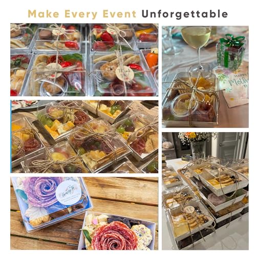 Leafiew 50 Pack Small Charcuterie Boxes with Clear Lids - To Go Paper Mini Charcuterie Box, Disposable Food Containers, 5Inch Dessert Boxes - Sandwich, Cookie, Sushi, Cake Slice, Strawberries (White) - Image 5
