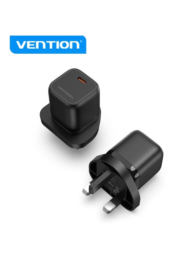 VENTION 1-port USB-C GaN Charger(30W) UK-Plug Black Model # FAKB0-UK - Image 5