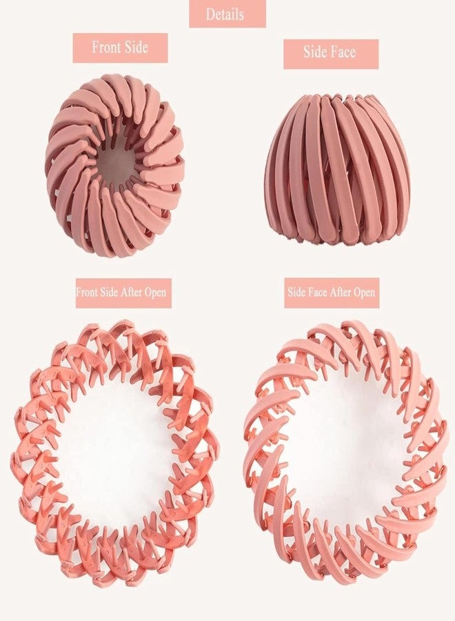 مشابك شعر هايسيل على شكل عش الطائر: مشبك كروي بلاستيكي عالي قابل للتمديد والطي لعمل ذيل حصان أنيق وكعكة سحرية - حامل شعر نسائي، وأداة صنع الشعر، وإكسسوارات للاستخدام اليومي (عبوة من 5 قطع) - Image 3