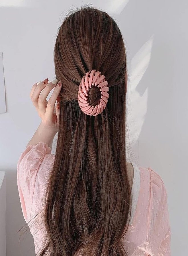 مشابك شعر هايسيل على شكل عش الطائر: مشبك كروي بلاستيكي عالي قابل للتمديد والطي لعمل ذيل حصان أنيق وكعكة سحرية - حامل شعر نسائي، وأداة صنع الشعر، وإكسسوارات للاستخدام اليومي (عبوة من 5 قطع) - Image 5