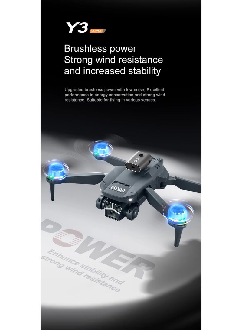 BlueFire M3 Y3 Ultra Beginner Drone with 480P FPV HD Camera & Big Screen | Foldable Quadcopter with Brushless Motor | 4-Way Infrared Obstacle Avoidance  | 2.4G WiFi Remote Control + APP | Altitude Hold, Headless Mode, One-Key Takeoff/Landing | LED Lights for Night Flight | Portable Lightweight Drone for Beginners & Kids | 100m Range | 10 Min Flight Time | Easy to Fly, Safe & Stable Drone Gift Idea - Image 4