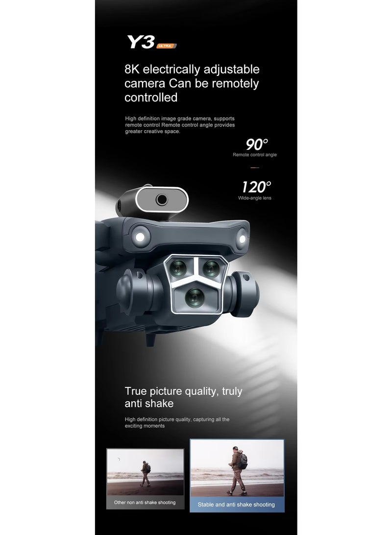 BlueFire M3 Y3 Ultra Beginner Drone with 480P FPV HD Camera & Big Screen | Foldable Quadcopter with Brushless Motor | 4-Way Infrared Obstacle Avoidance  | 2.4G WiFi Remote Control + APP | Altitude Hold, Headless Mode, One-Key Takeoff/Landing | LED Lights for Night Flight | Portable Lightweight Drone for Beginners & Kids | 100m Range | 10 Min Flight Time | Easy to Fly, Safe & Stable Drone Gift Idea - Image 3