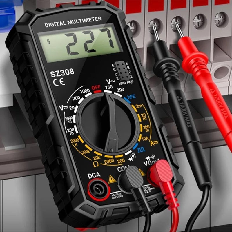 Red Pro Digital Multimeter SZ308 LCD Backlight AC DC Voltage Current Resistance Tester - Image 3