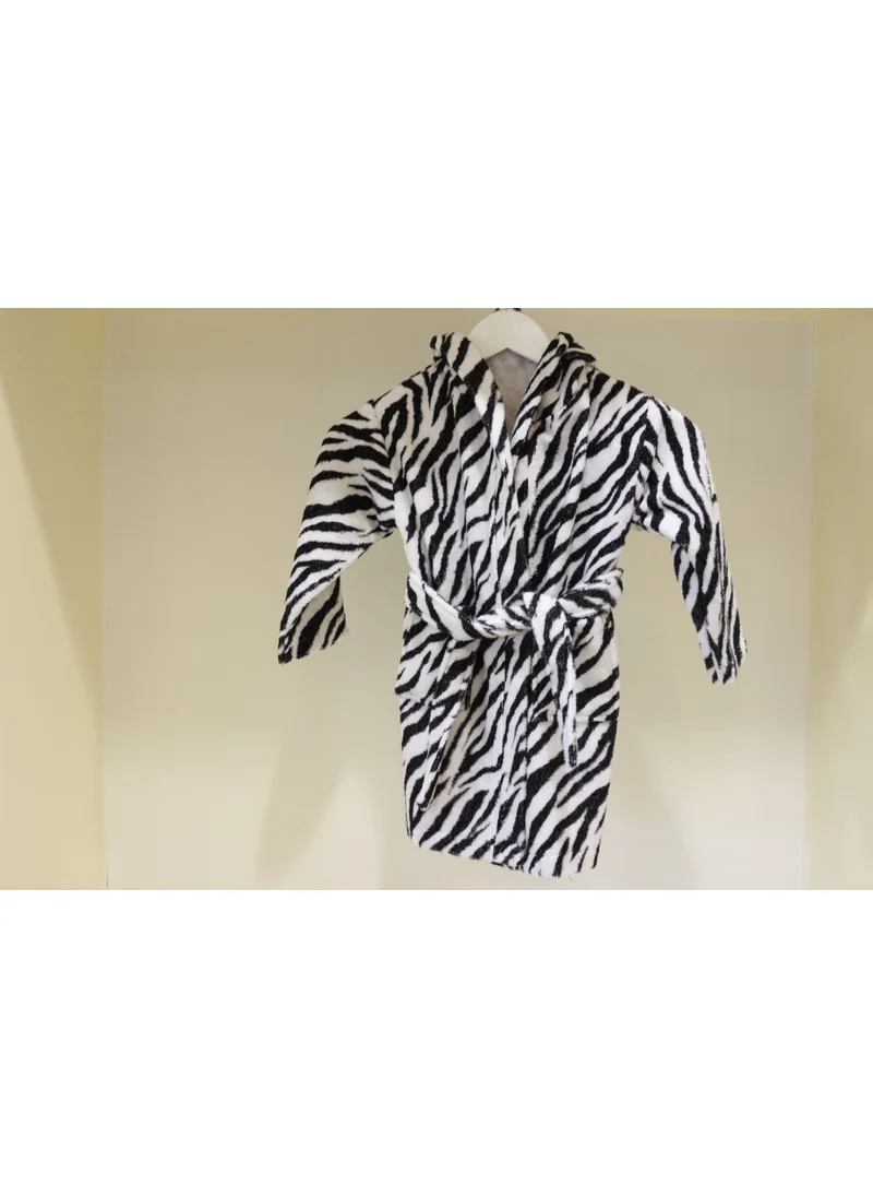 Ender Home Baby Bathrobe Children's Bathrobe Printed Curl Hooded Bathrobe