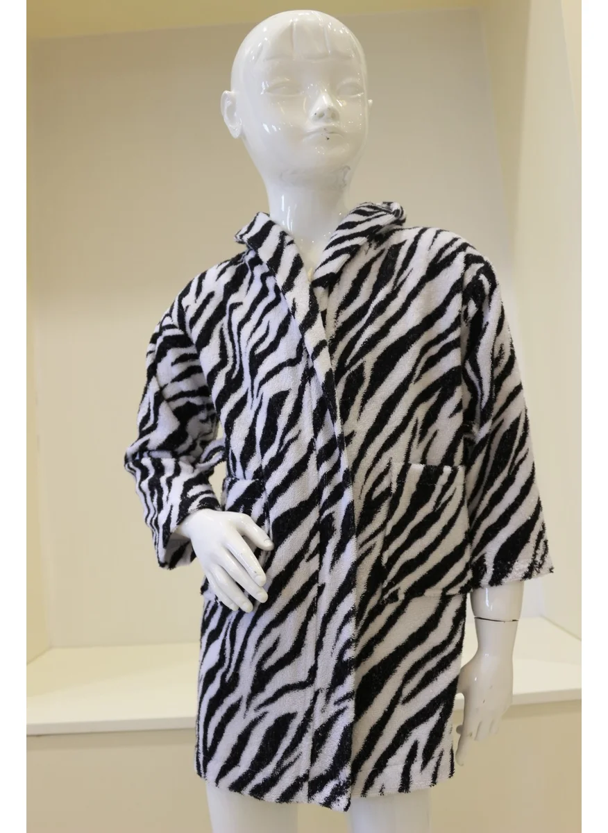 Ender Home Baby Bathrobe Children's Bathrobe Printed Curl Hooded Bathrobe