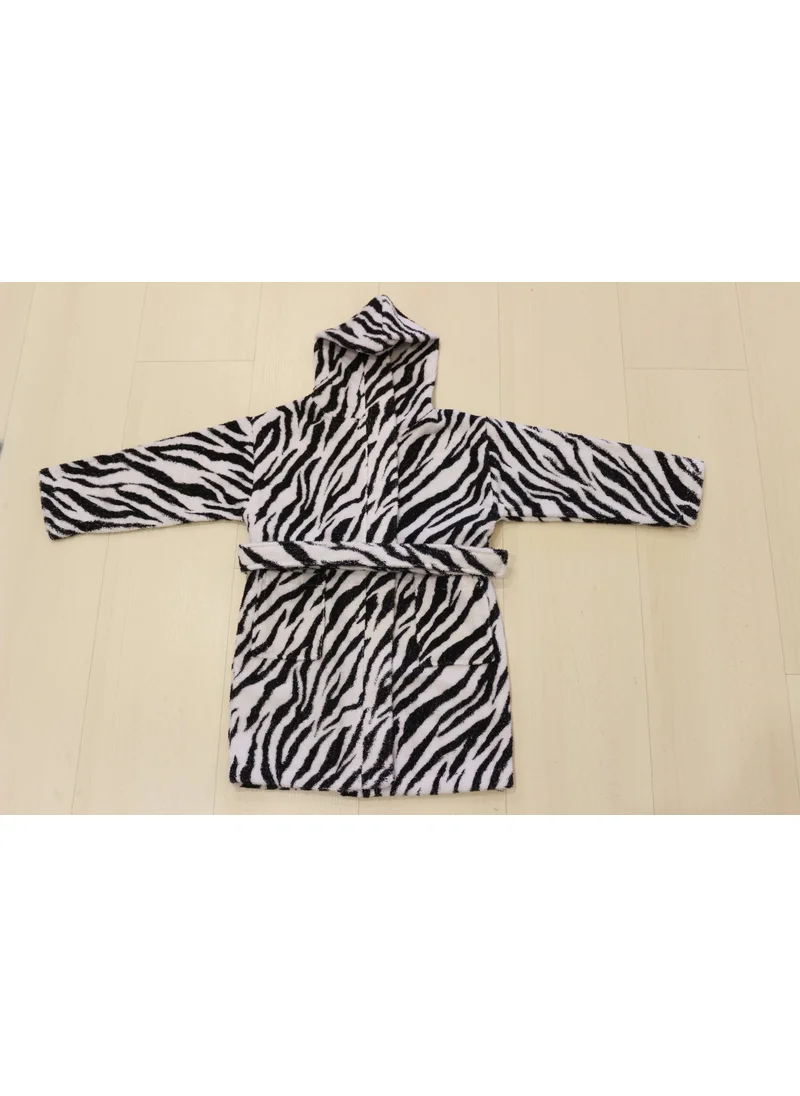 Ender Home Baby Bathrobe Children's Bathrobe Printed Curl Hooded Bathrobe