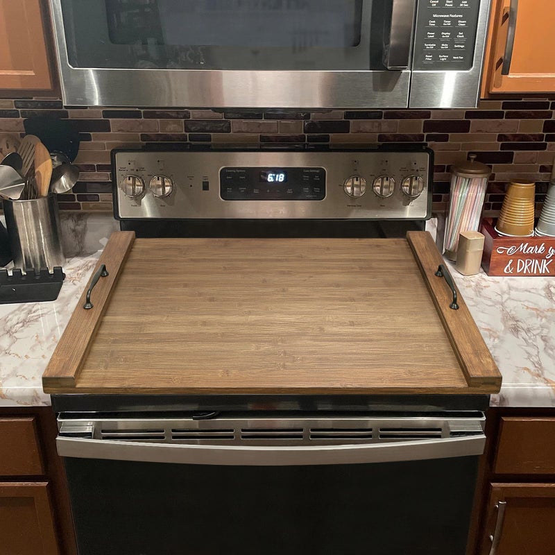 GASHELL Noodle Board Stove Cover with Handles, Multiple Stove Top Cover Board for Electric/Gas Stove Top(Retro Brown) - Image 3