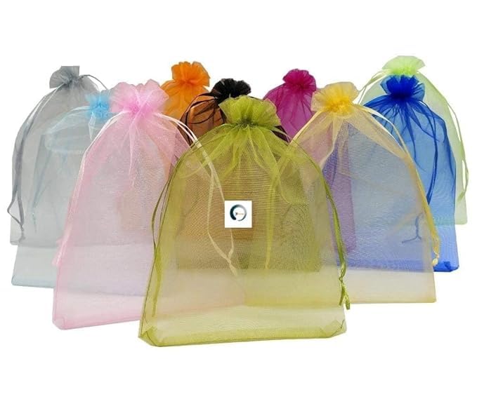 Adaamya® 50 Pcs Mix Colour Organza Unisex stylish Drawstring Potli Pouch for Jewellery, Money Notes, Women Wallet, Gift Bags rakhi, handbag Shagun Pouch, Candy Bags, Cosmetics (3" X4 (8 x 10 Cm)) - Image 3