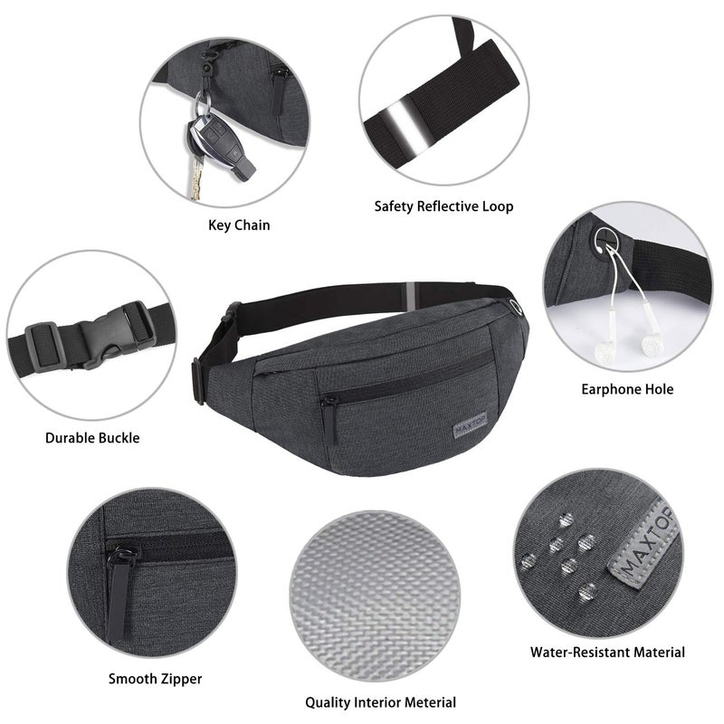 Maxtop Crossbody Fanny Pack Belt Bags Women Men Shoulder Sling Bag with 4-Zipper Pockets,Gifts for Enjoy Sports Festival Workout Traveling Running Casual Hands-Free Waist Pack Carrying All Phones, Large - Image 5