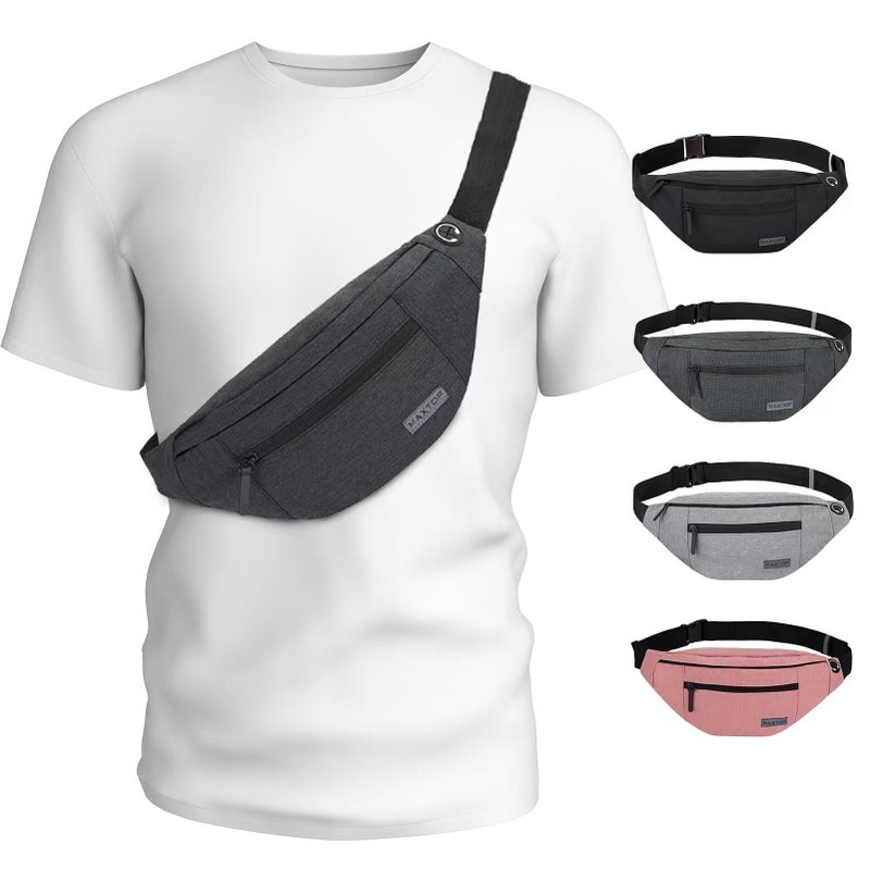 Maxtop Crossbody Fanny Pack Belt Bags Women Men Shoulder Sling Bag with 4-Zipper Pockets,Gifts for Enjoy Sports Festival Workout Traveling Running Casual Hands-Free Waist Pack Carrying All Phones, Large - Image 1