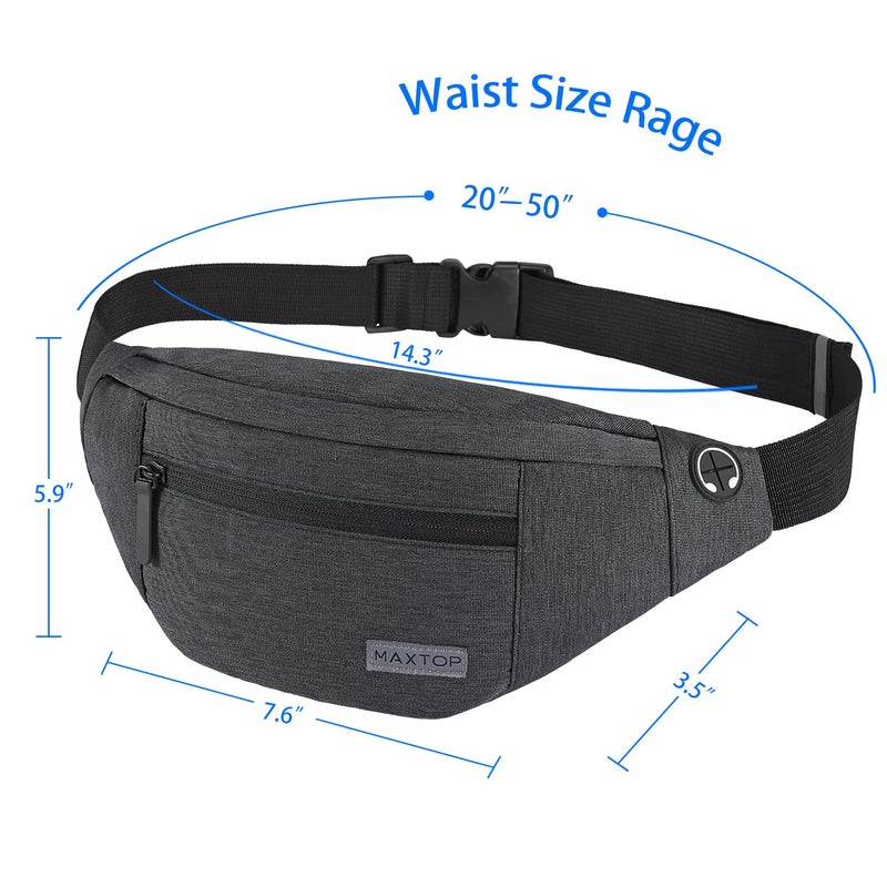 Maxtop Crossbody Fanny Pack Belt Bags Women Men Shoulder Sling Bag with 4-Zipper Pockets,Gifts for Enjoy Sports Festival Workout Traveling Running Casual Hands-Free Waist Pack Carrying All Phones, Large - Image 4