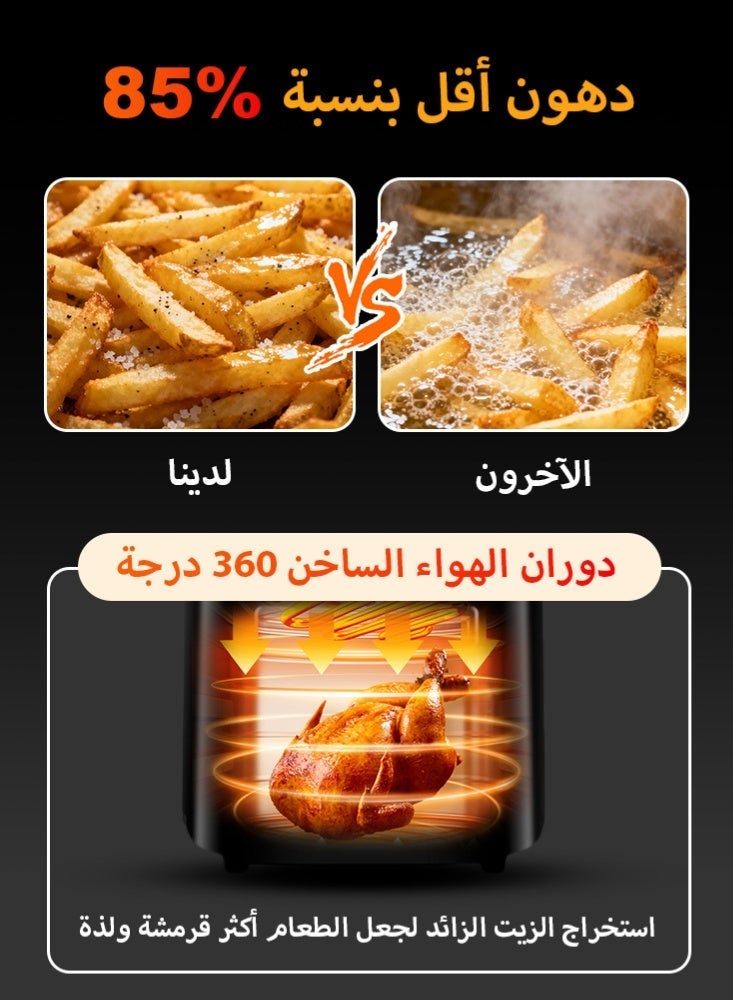 فلوكسهوم فرن هوائي بسعة 15 لتر – جهاز 7 في 1 مع شواية دوّارة وحمل حراري، 1400 واط، درجة حرارة من 60 إلى 200 درجة مئوية، بشاشة لمس ذكية – أبيض/أسود - Image 5