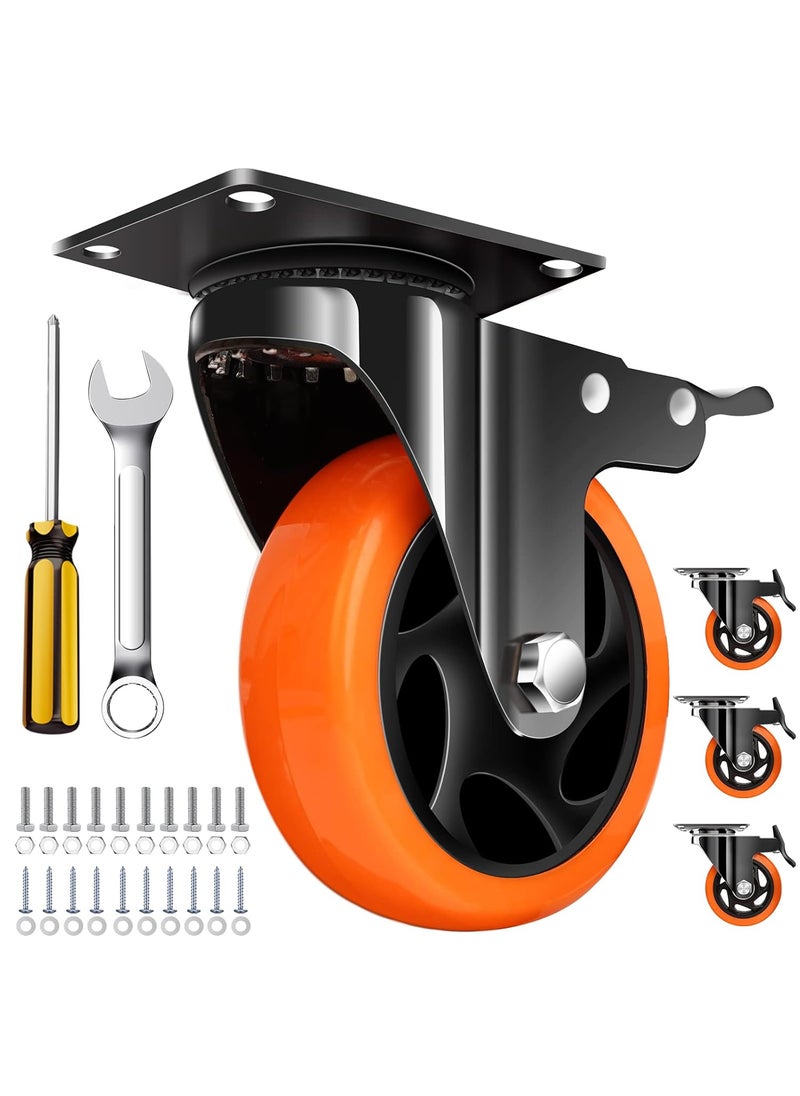 QNCZ QNCZ 4 Caster Wheels Outstanding Casters Set of 4 Heavy Duty Silent Industrial Casters Locking Casters Wheels for Furniture Castor Wheels for Cart Workbench 