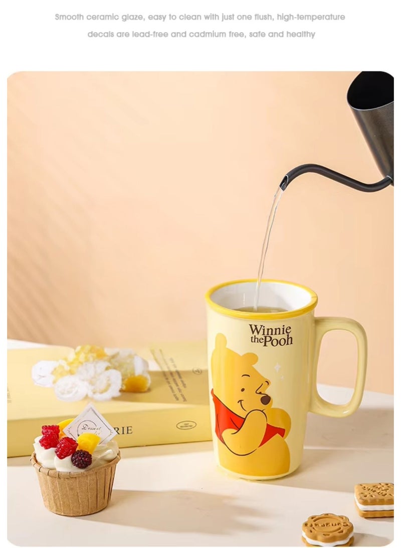 ديزني كوب سيراميك ويني ذا بوه مع صندوق هدايا | كوب قهوة كرتوني لطيف سعة 500 مل للأطفال والكبار | كوب شاي/لاتيه عالي الجودة | هدية عيد ميلاد مثالية - Image 2