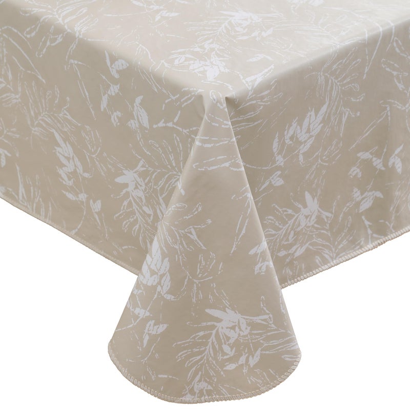 Walrus Heavy Duty Vinyl Tablecloth with Flannel Backing Waterproof Oil-Proof Plastic Table Cloth Stain-Resistant Wipeable Rectangle or Square Table Cover for Indoor and Outdoor (Beige Leaf,60x84 Inch) - Image 1