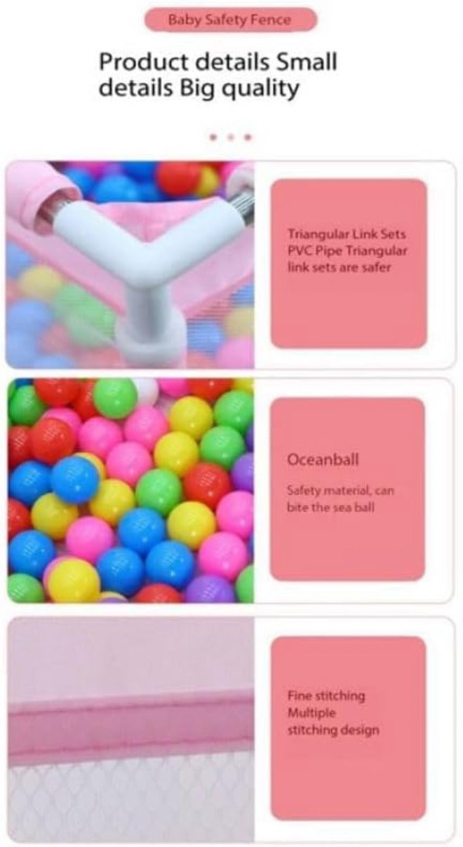 Dreeba Children's Playpen With balls and Handrails - 150 * 120 * 65 cm - BL-13-a Pink - Image 3