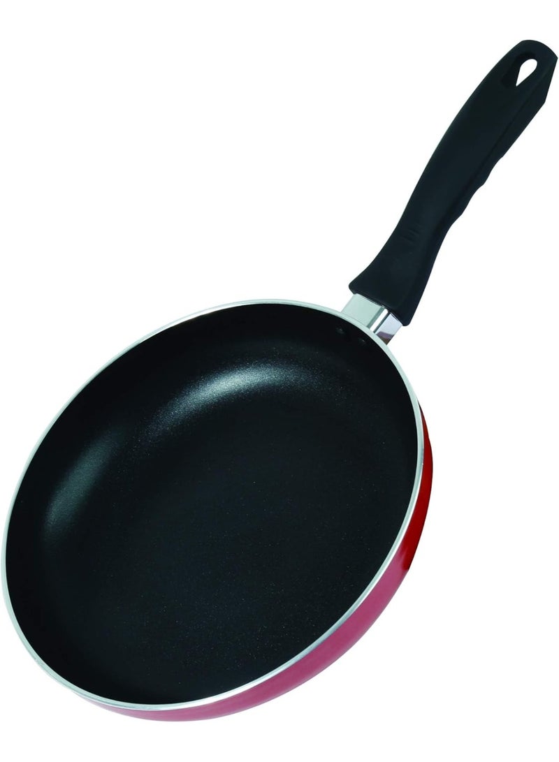 هومواي هوم واي - مقلاة 28 سم بثلاث طبقات مانعة للالتصاق، سمك 3 مم، مقبض مقاوم للحرارة، مناسبة للمواقد الحثية، مصنوعة من الفولاذ المطروق، أسود وأحمر - HW203 - Image 1
