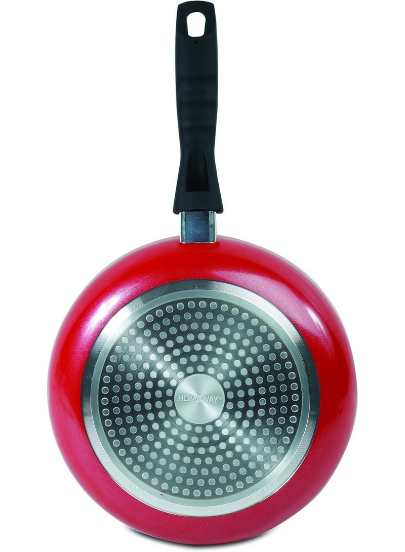 هومواي هوم واي - مقلاة 28 سم بثلاث طبقات مانعة للالتصاق، سمك 3 مم، مقبض مقاوم للحرارة، مناسبة للمواقد الحثية، مصنوعة من الفولاذ المطروق، أسود وأحمر - HW203 - Image 3