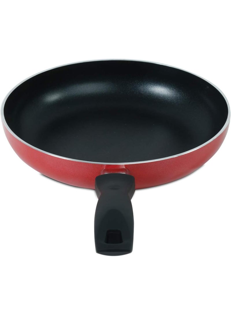 هومواي هوم واي - مقلاة 28 سم بثلاث طبقات مانعة للالتصاق، سمك 3 مم، مقبض مقاوم للحرارة، مناسبة للمواقد الحثية، مصنوعة من الفولاذ المطروق، أسود وأحمر - HW203 - Image 4