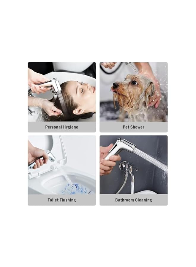 S-TOP Toilet Bidet Sprayer Kit, Chrome Finish, Handheld Bathroom Spray, Stainless Steel Shattaf, Wall Mounted, Personal Hygiene - Image 5