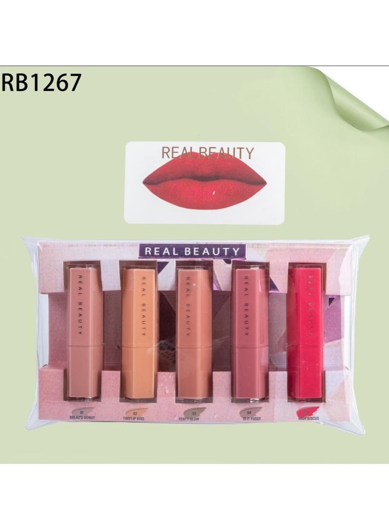 ريال بيوتي طقم ارواج صغيرة الحجم من ريال بيوتي توضع في حقيبة اليد 5 قلم متعدد الالوان - Image 1