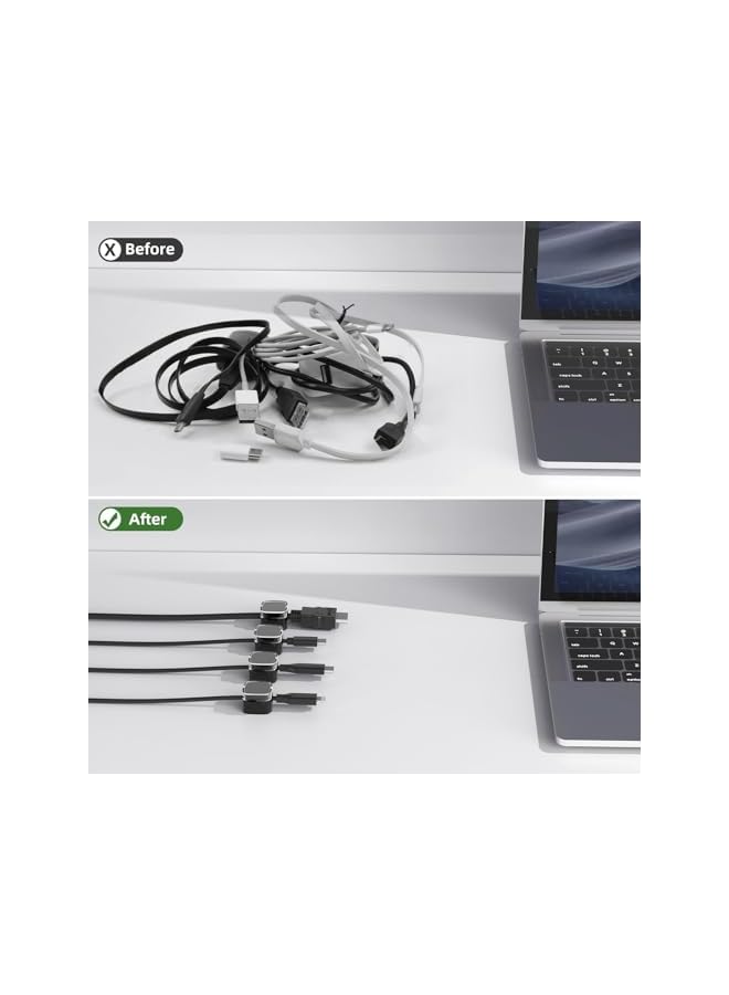 Green Tiger Magnetic Cable Clips, 6 Pack Under Desk Cable Management, Strong Adhesive Wire Holder Keeper, Hide Phone USB Cable for Car Home Office Kitchen Office Desk Nightstand, Crystal (black) - Image 2