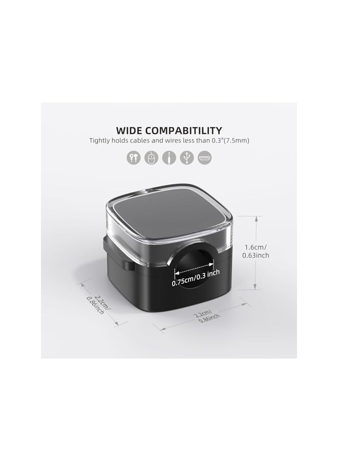 Green Tiger Magnetic Cable Clips, 6 Pack Under Desk Cable Management, Strong Adhesive Wire Holder Keeper, Hide Phone USB Cable for Car Home Office Kitchen Office Desk Nightstand, Crystal (black) - Image 4