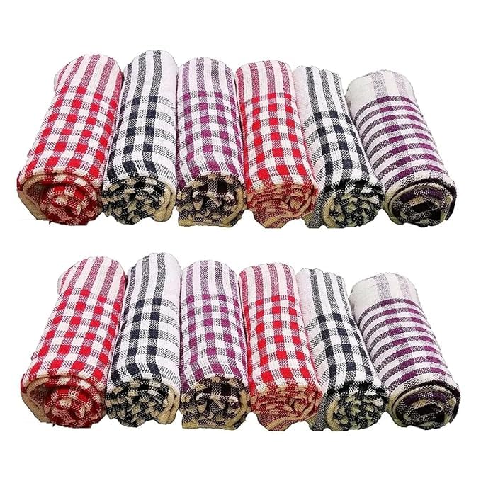 Cotton Cleaning Cloth | Multipurpose Kitchen Napkin | Table Wipe | Multicolour | Large Size 16x24 Inches | Pack of 6