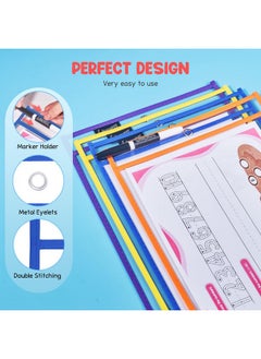 Gamenote Dry Erase Pockets 30 Pack With Rings Oversized Reusable Plastic Sleeves Shop Ticket Holders Sheet Protectors Teacher Supplies For Classroom Organization (Colorful)  - Image 3
