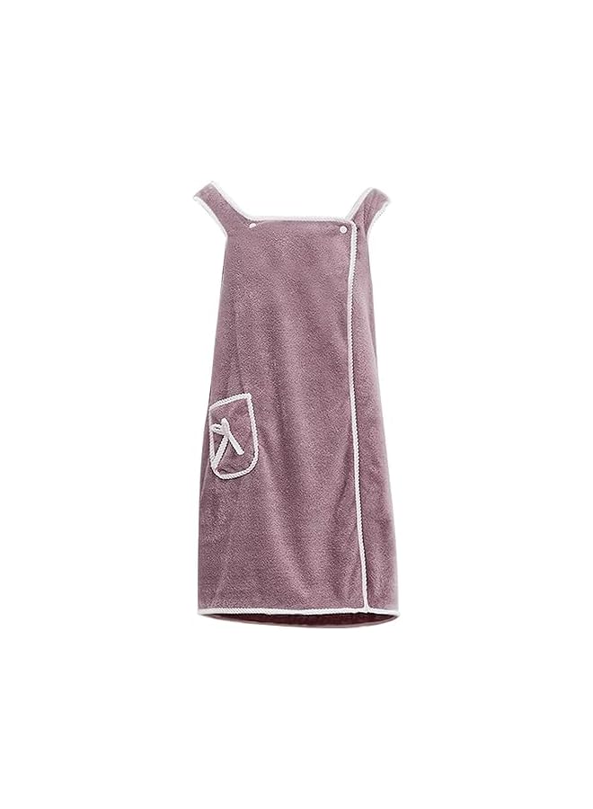 The Bros Coral Velvet Bath Towel Skirt Soft & Absorbent With Bowknot Wearable Bath Towel,Quick Drying Coral Velvet Bath Skirt for Woman,Purple - Image 2