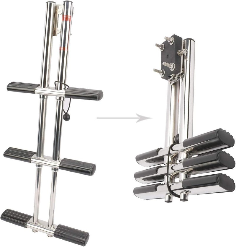 woobles 3 Step Dual Vertical Telescopic Boat Dive Ladder with transom mounting Bracket and Screws,316 Stainless Steel Sport Ladder for Marine Boat Yacht Swimming Pool - Image 1