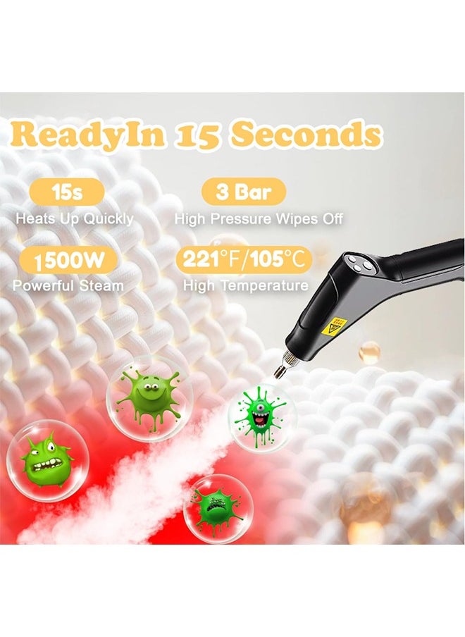 Joshberg Portable Handheld Steam Cleaner, 1500W Multifunctional High Temperature Steamer Cleaner with 1200ml Water Tank, Suitable For Kitchen Sofa Bathroom Window  - Image 4