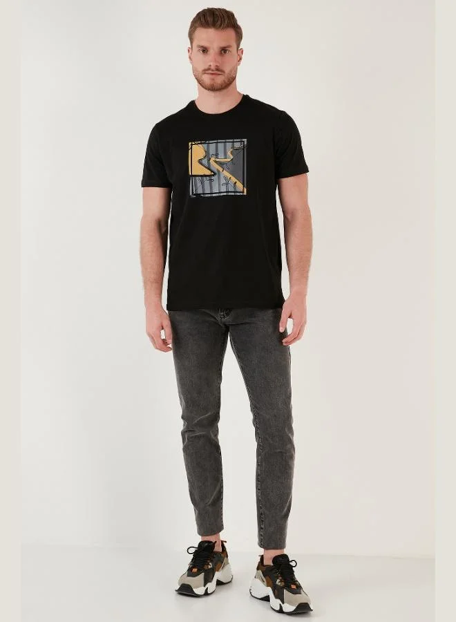 Buratti  Buratti Printed Crew Neck 100% Cotton Slim Fit T Shirt Men's T-Shirt 646R4040 for Men | Best Price UAE