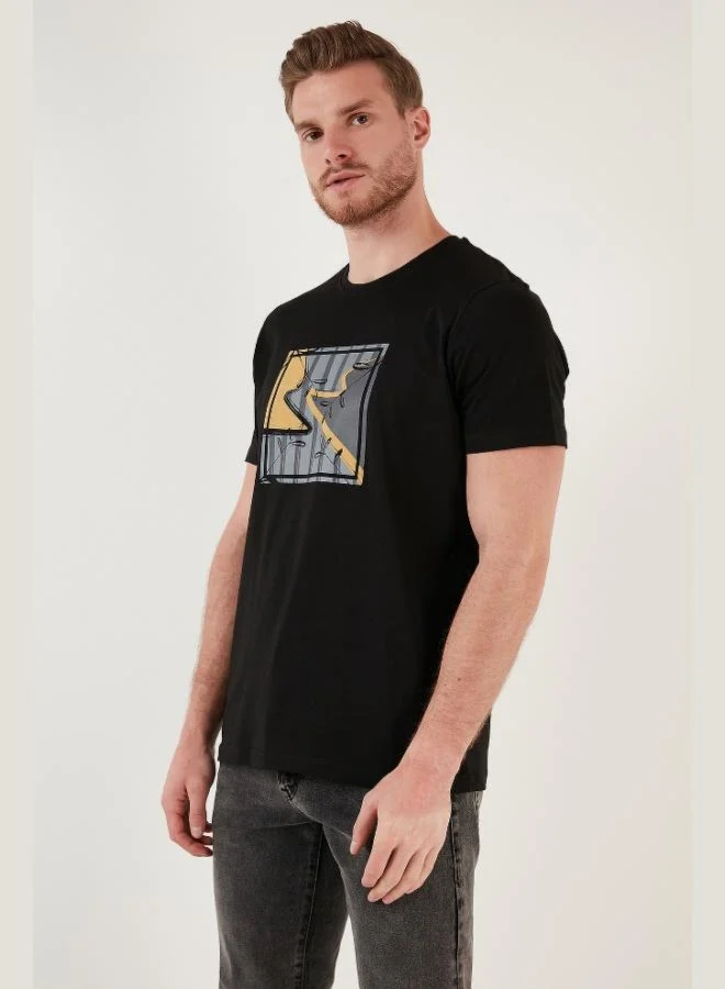 Buratti  Buratti Printed Crew Neck 100% Cotton Slim Fit T Shirt Men's T-Shirt 646R4040 for Men | Best Price UAE