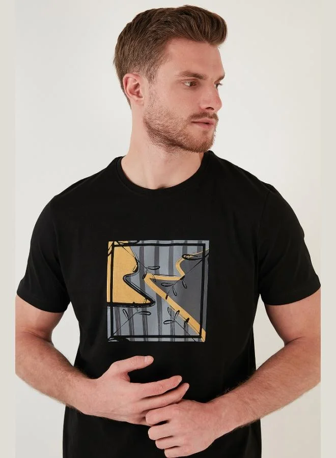 Buratti  Buratti Printed Crew Neck 100% Cotton Slim Fit T Shirt Men's T-Shirt 646R4040 for Men | Best Price UAE