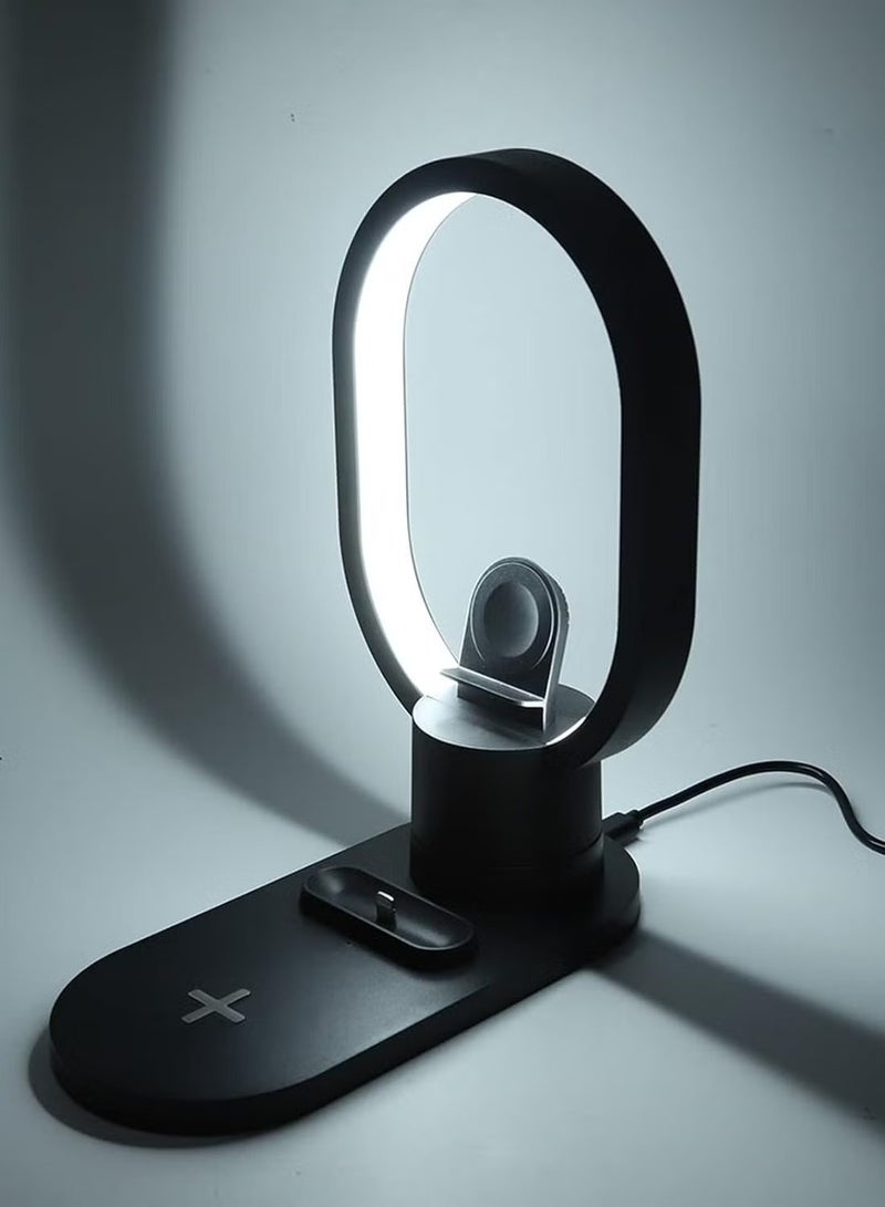 4-in-1 LED Bedside Lamp with 15W Fast Wireless Charger - Magnetic Phone Holder, Touch Night Light & Desk Organizer - Multi-Function Smart Table Lamp for Home & Office - Image 2