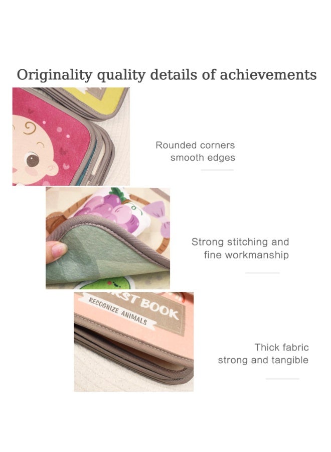 بيبي لاند كتب قماشية ناعمة للأولاد والبنات، كتب أنشطة وهادئة للأطفال الصغار والرضع، كتب حسية تفاعلية مع ساعة وتعبير (متعددة الألوان) - Image 5