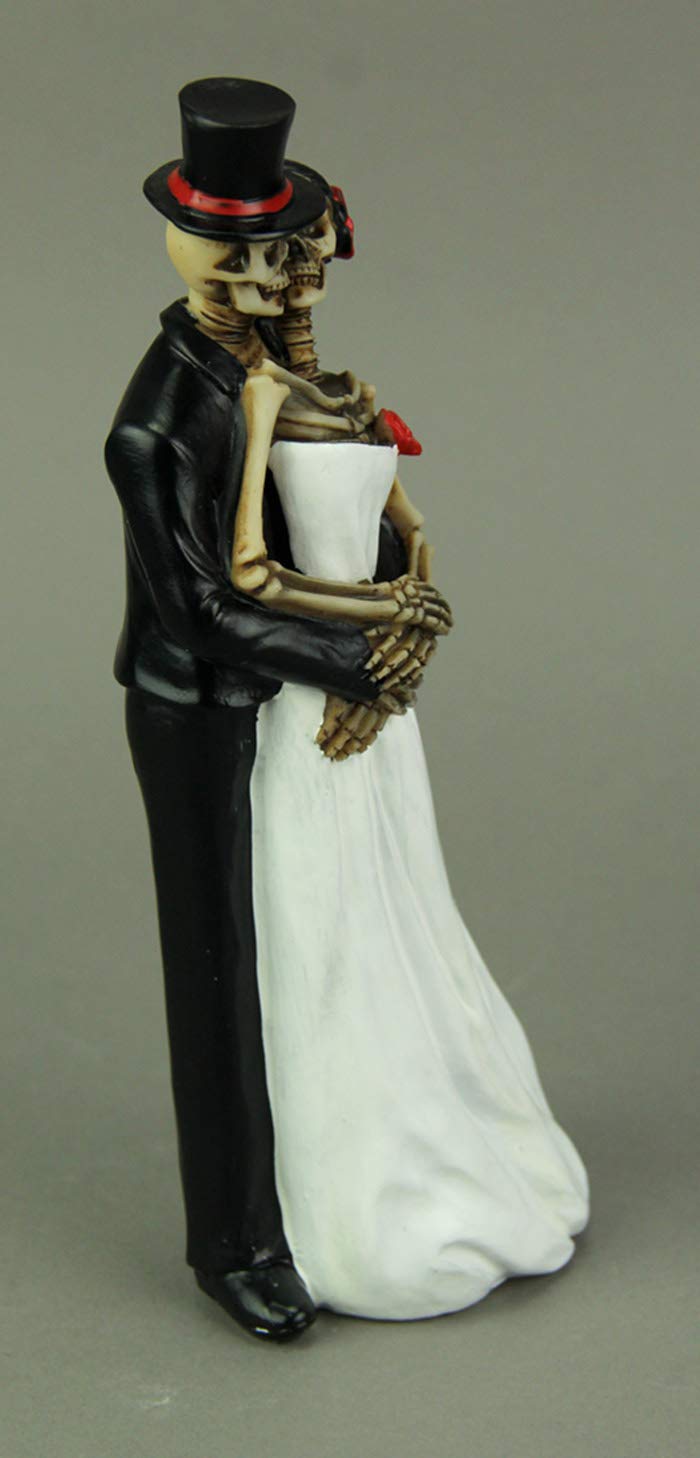 DWK 8" Till Death Day of the Dead Dia de los Muertos Skeleton Couple Decorative Figurine Bride and Groom Mini Statue Wedding Cake Topper - Image 2