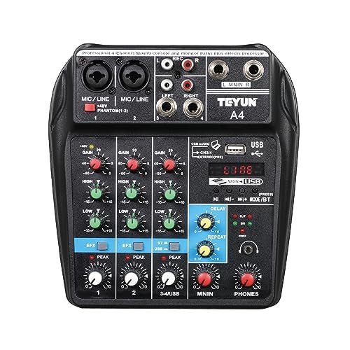 TEYUN 4 Channel Professional Portable Mixer Sound Mixing Console Computer Input 48v Power Number Live Broadcast A4 New 4Channel - Image 3