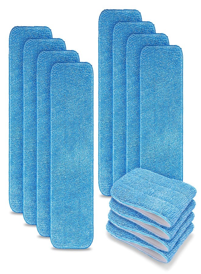 HOMEE Reusable Microfiber Mop Pads, 12 Pack 18"x 6" Mop Head Replacement, Wet/Dry Home & Commercial Cleaning Scrubbing Floor Pad - Blue - Image 1