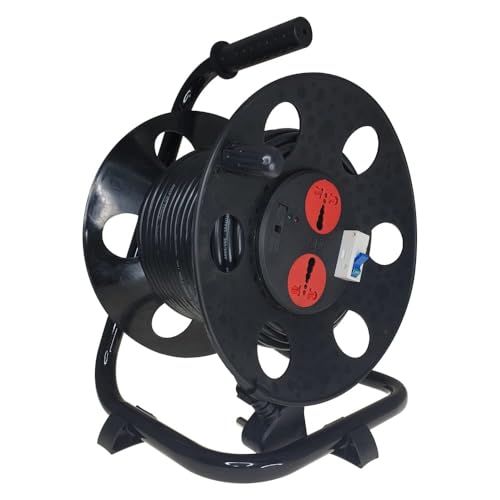 MX Extension Cable Reel Drum 10M Heavy-Duty Cord Two Universal Sockets 6 Amp, 32Amp MCB Switch Cable Drum Reel Child Safety Shutter Extension - Image 1