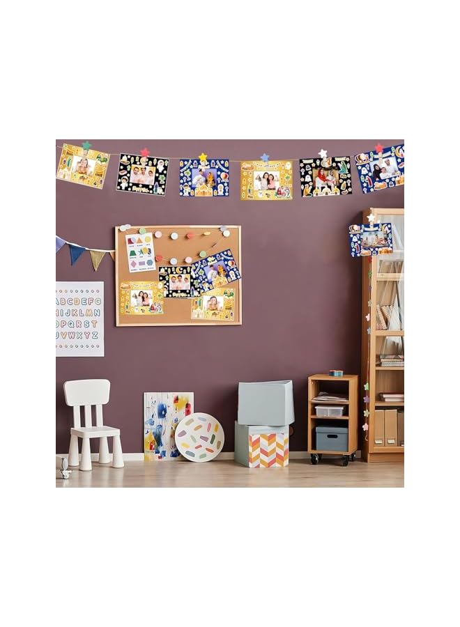 The Bros 24 مجموعة إطار صور رمضان الحرف اليدوية، زينة عيد مبارك للأطفال مع مشابك صور نجوم ملونة خشبية وخيوط جوت للأنشطة الصفية في عيد رمضان الأضحى - Image 4