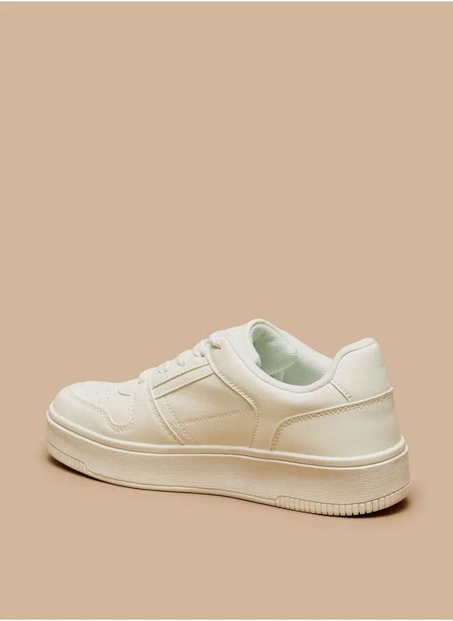 لي كوبر Women's Perforated Sneakers with Lace-Up Closure