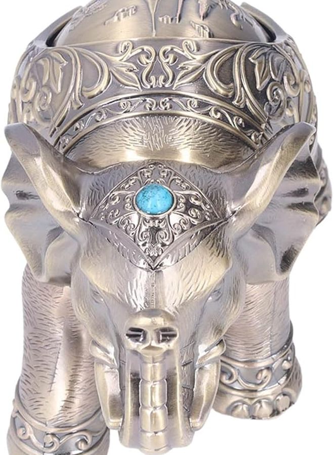 Vintage Metal Elephant Cigar Ashtray Windproof Durable Design For Home Decor - Image 4