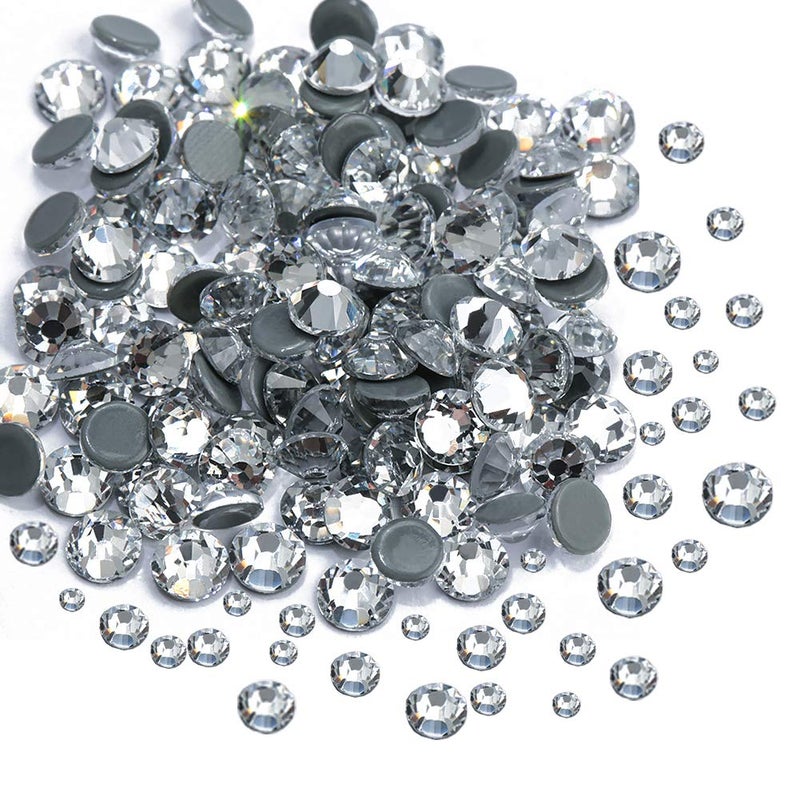 Dowarm Dowarm 2400 Pieces Mixed Size Crystal Clear Hotfix Rhinestones Hot Fix Crystals for Crafts Clothing Flatback Glass Gems for Dance Costumes SS6 SS10 SS16 SS20 SS30